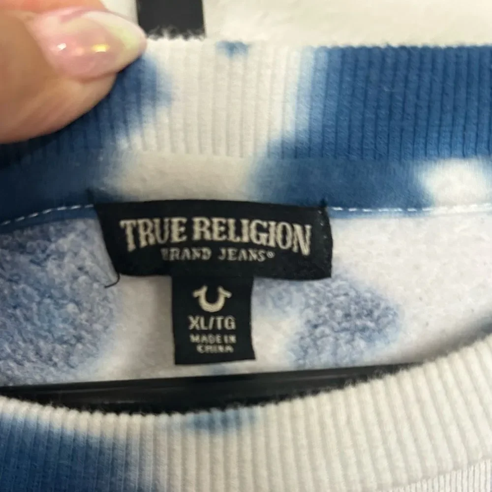 True Religion Navy and White Tie-Dye Long Sleeve XL